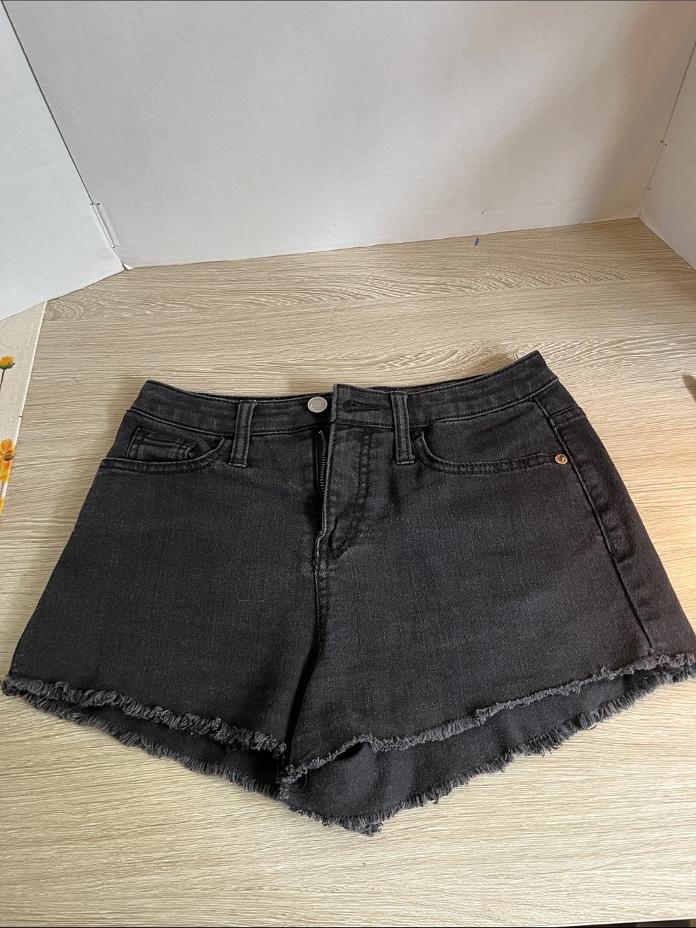 wild fable Black Frayed High-Rise Denim Shorts